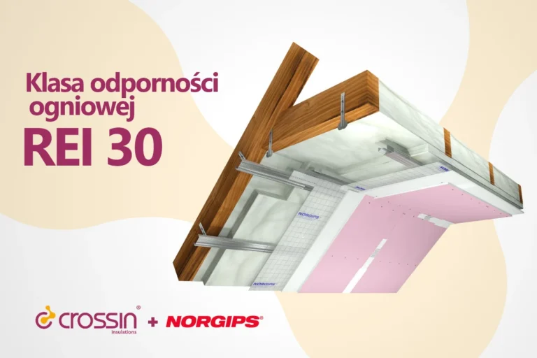 Zabezpieczenie przeciwpożarowe REI 30 do zabudowy poddasza - system Norgips i piana PUR Crossin